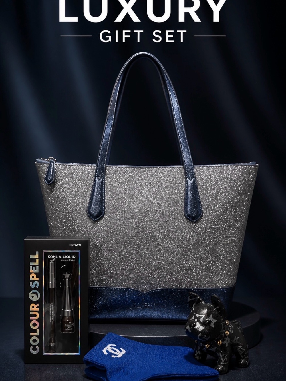 Kate Spade Elegant Silver & Navy Tote Bag – Stylish Everyday Women’s Bag NWT